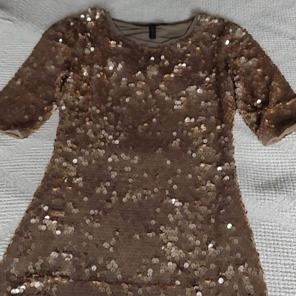 BCBG Maxazaria Fitted Mesh And Sequin Dress - Picture 7 of 9